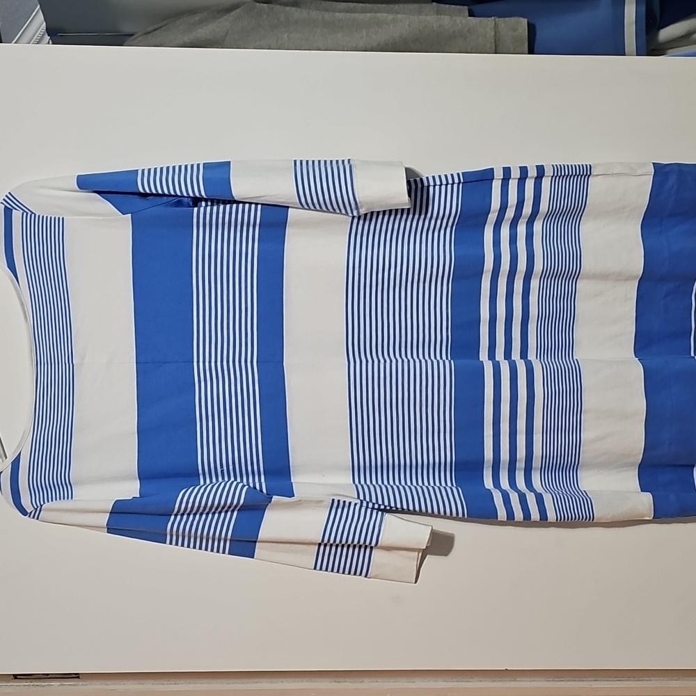 New Lilly Pulitzer Blue White Long Sleeve Marlowe Dress Coconut Stripe Sz Large - Picture 4 of 4